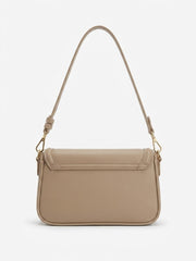 Back view of tan flap shoulder bag