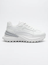 White chunky runner sneaker, side view