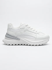 White chunky runner sneaker, side view