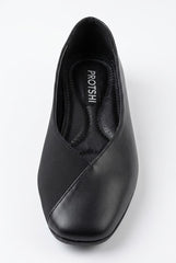 Top view of black square toe ballet flat
