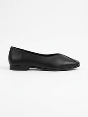 Black square toe ballet flat, side view