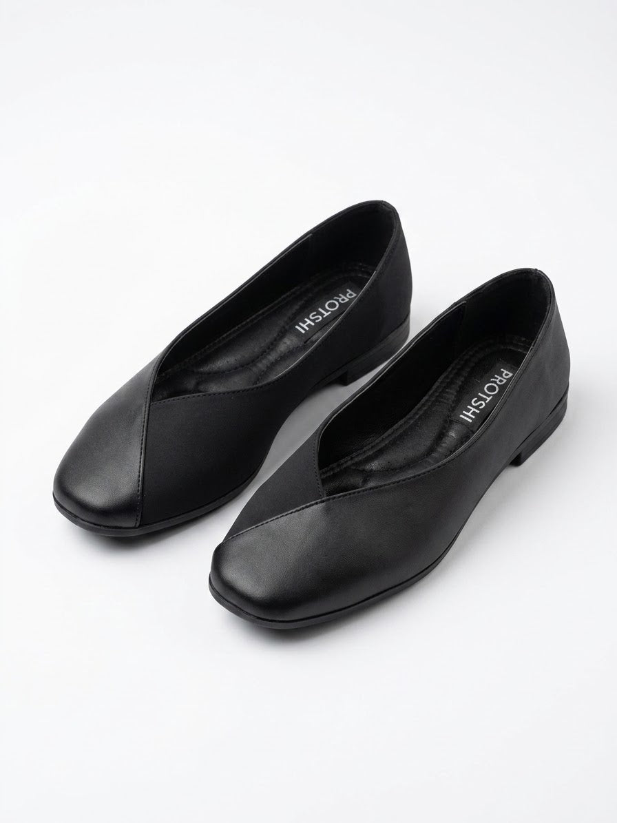 Pair of black square toe ballet flats