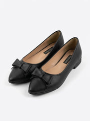 Pair of black bow pointed ballet flats